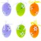 Set of 6 Green, Purple, Orange Flowers Plastic Easter Egg Ornaments 2.25 Inches
